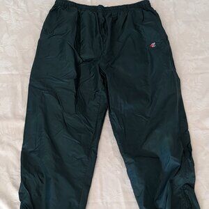 VTG Jerzees Dark Green Jogger Pants Mens XL Lined Windbreaker Ankle Zip Nylon